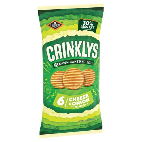 Jacob's Crinklys Cheese & Onion 30% Less Fat  Multipack Snacks