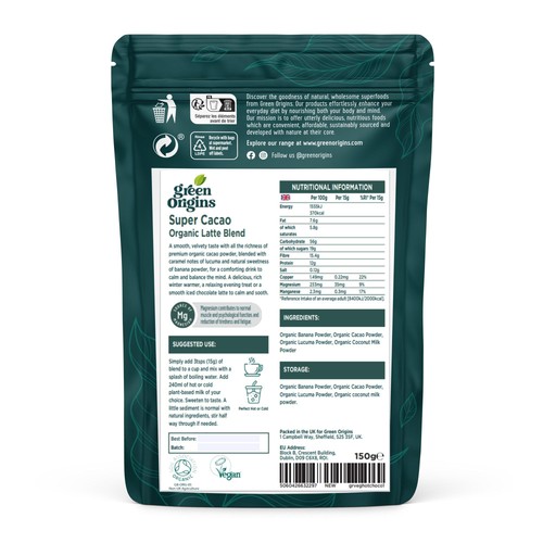 Green Origins Organic Super Cacao Hot Chocolate Blend 