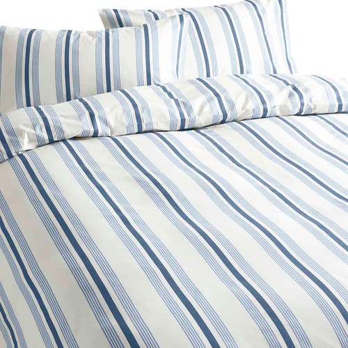 M&S Classic Stripe Bedset King Slate Blue