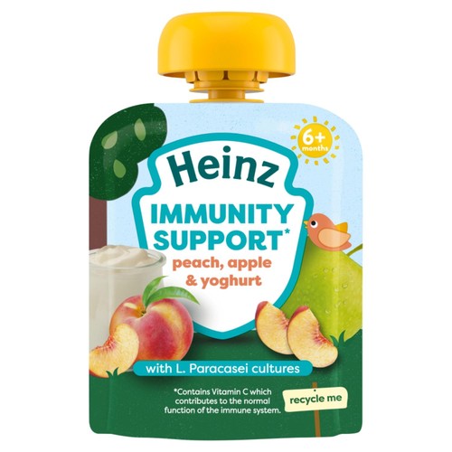 Heinz Immunity Support Baby Pouches, Peach & Yoghurt with Apple 6m+