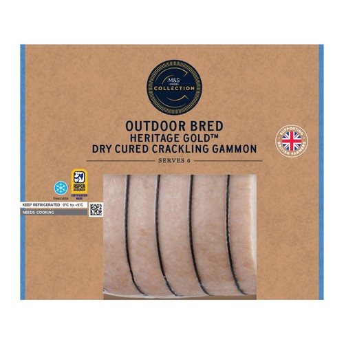 M&S Collection Outdoor Bred Heritage Gold Crackling Dry Cured Gammon