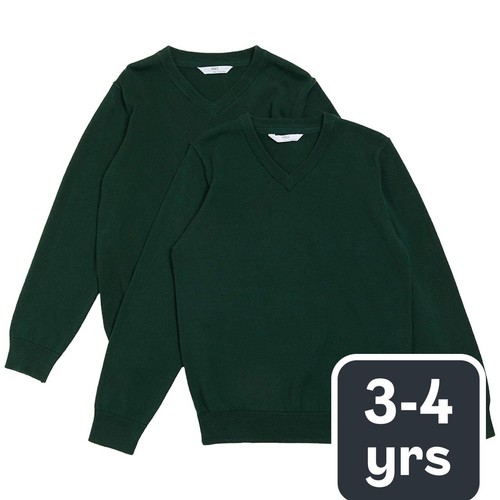 M&S Unisex 2Pk Cotton Jumper with Staynew 3-4 Y