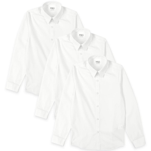 M&S Boys Slim Fit Easy to Iron Shirts, 12-13 Years, White