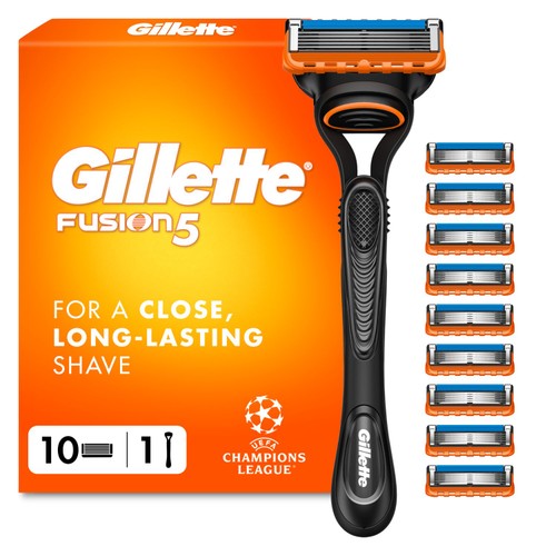 Gillette Fusion Manual Razor + 10 Razor Blades Pack