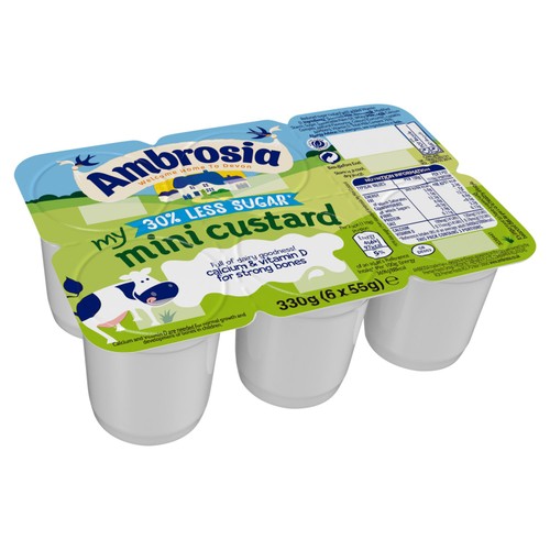 Ambrosia Mini Reduced Sugar Custard Dessert Snack Pots