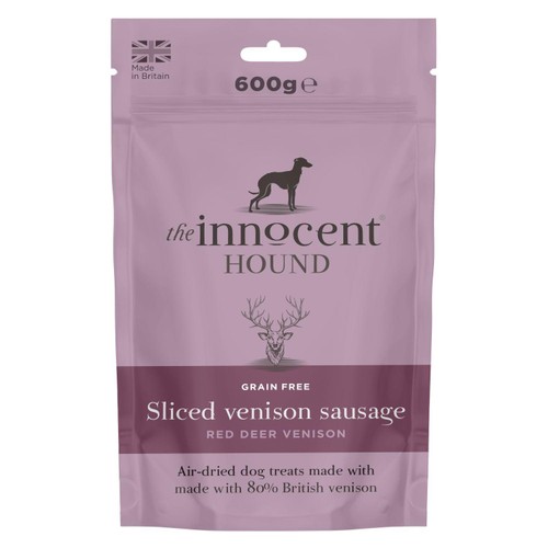 The Innocent Hound Dog Treats, Sliced Venison Sausage, 600g