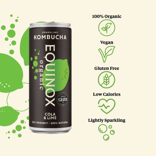 Equinox Organic Cola and Lime Kombucha