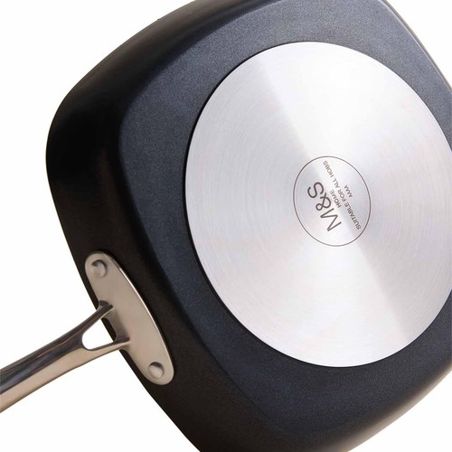 M&S Aluminium 26cm Non Stick Griddle Pan, Black