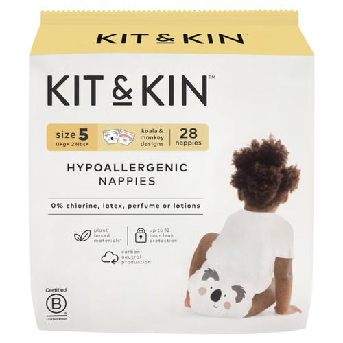 Kit & Kin Hypoallergenic Nappies Size 5 (11+kg)