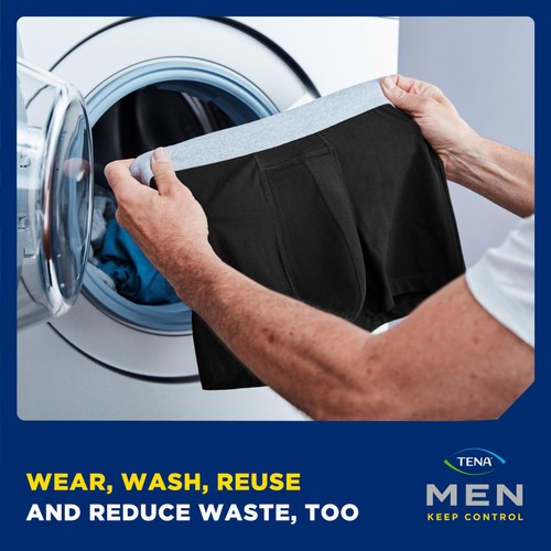 Tena Men Washable Incontinence Boxer Black Size Large
