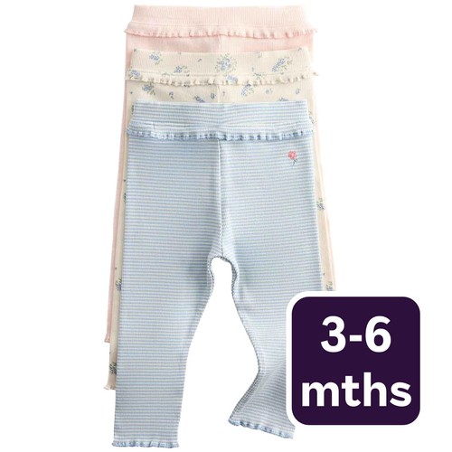 M&S Girls Cotton Rich Printed Leggings, 3-6 Months, Multi