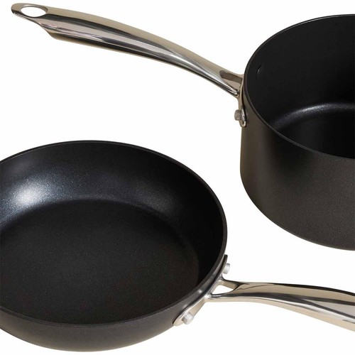 M&S 5 Piece Aluminium Non-Stick Pan Set, Black
