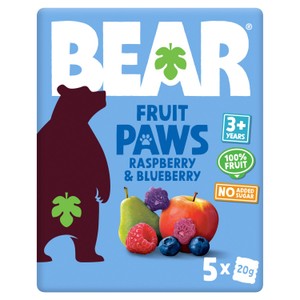 BEAR Raspberry & Blueberry Fruit Paws Kids Snack Multipack
