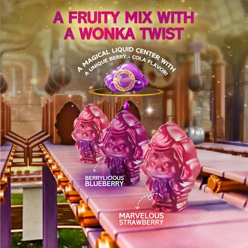 Wonka Gummies Oompa Loompa Blueberry and Strawberry Sweets