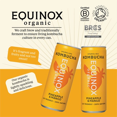 Equinox Organic Pineapple & Mango Kombucha