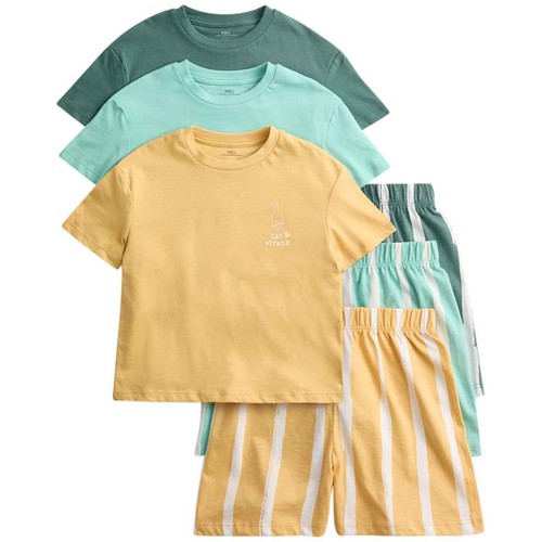 M&S Boys Cotton Rich Animal Pyjama Sets, 4-5 Y, Blue Mix