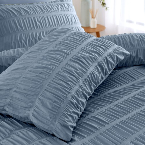 Catherine Lansfield Seersucker Single Duvet Set Lansfield Blue