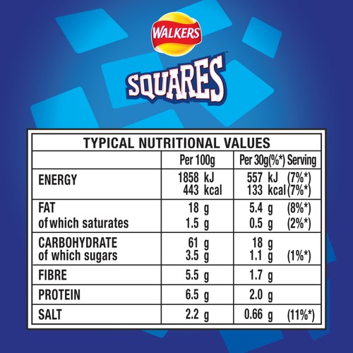 Walkers Squares Salt & Vinegar Sharing Snacks Crisps