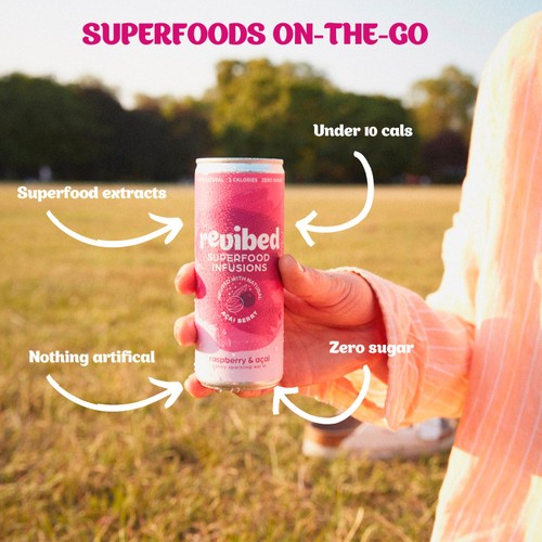 Revibed Calming Raspberry and Acai Berry Infused Lightly Sparkling Water