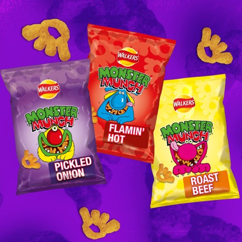 Walkers Monster Munch Roast Beef Multipack Snacks Crisps 6x20g