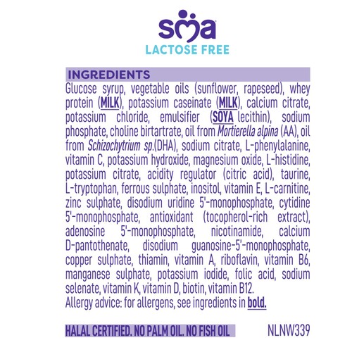 SMA LF Lactose Free Infant Milk Powder Formula, From Birth 400g