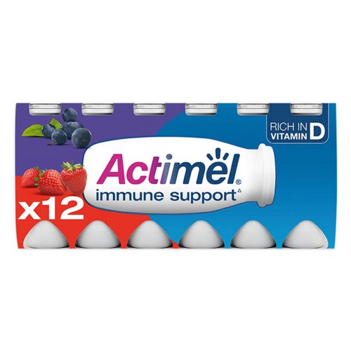 Actimel Strawberry Blueberry Immune Support Yoghurt Drink Multipack