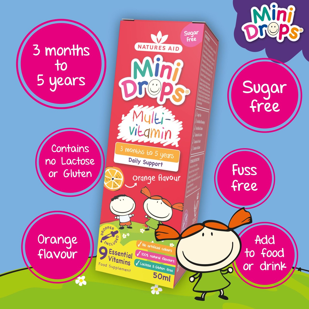 Natures Aid Mini Drops Multivitamin for Infants & Children - Ocado