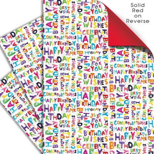 Happy Bright Double Sided Gift Wrap Sheets