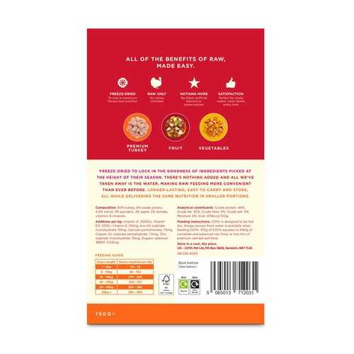 COYA Freeze-Dried Raw Adult Dog Food Turkey