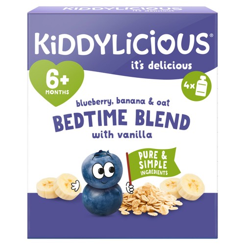 Kiddylicious Blueberry,Banana & Oat Bedtime Blend Pouch Baby Food Multi 6m+