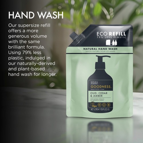 Baylis & Harding Goodness Hand Wash Pouch Refill - Oud, Cedar & Amber