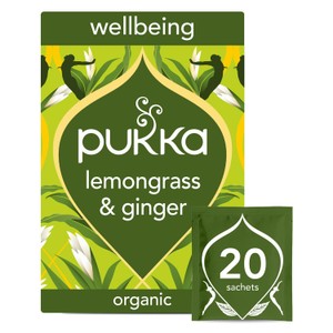 Pukka Organic Lemongrass & Ginger Tea x20 Home-Compostable Herbal Tea Bags