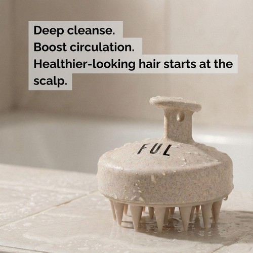 FUL Scalp Massager Brush White Silicone Exfoliator for Hair Growth