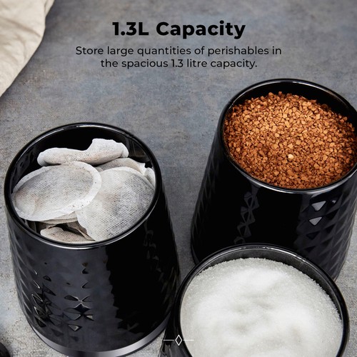 Tower Solitaire Set of 3 Canisters Black