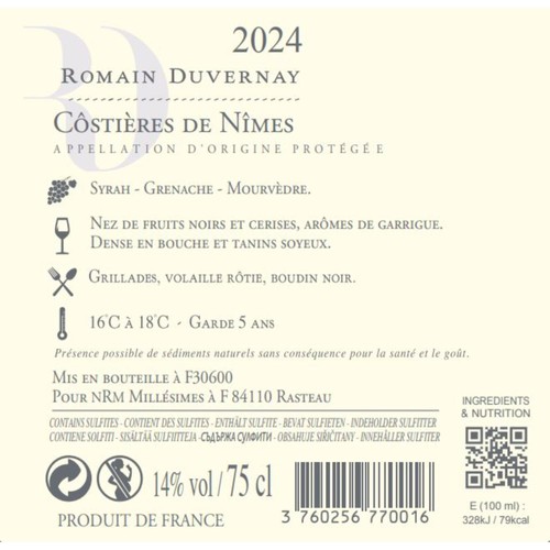 Romain Duvernay AOP Costiere De Nimes Red