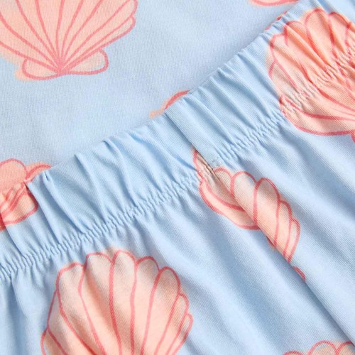 M&S Girls Pure Cotton Shell Short Pyjamas, 8-9 Years, Blue Mix