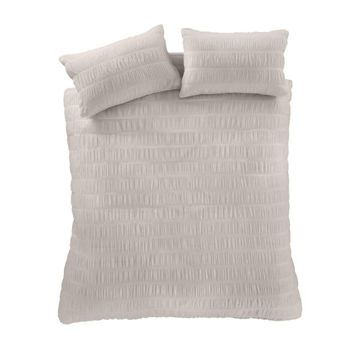 Catherine Lansfield Seersucker Single Duvet Set Natural
