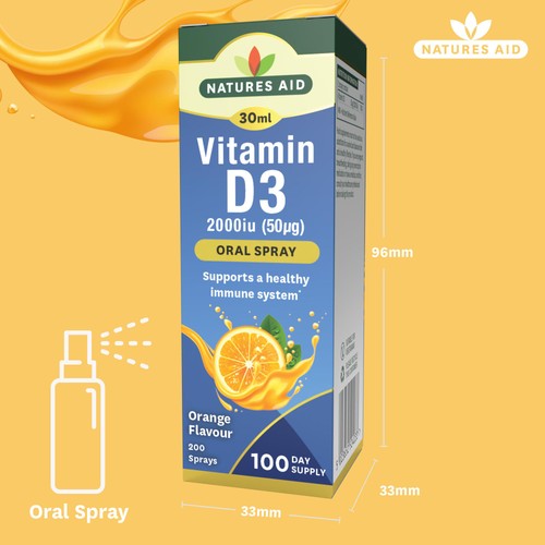 Natures Aid Vitamin D3 2000iu Oral Spray (Orange Flavour)