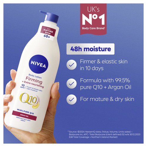 NIVEA Q10 Firming Body Lotion with Argan Oil for Mature 60+ Skin 