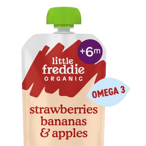 Little Freddie Strawberry, Banana & Apple Baby Food Pouch with Omega 3 6+ M