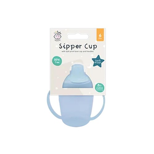 123 Baby Sipper Cup with Handle and Dust Cover 260ml/8oz Blue