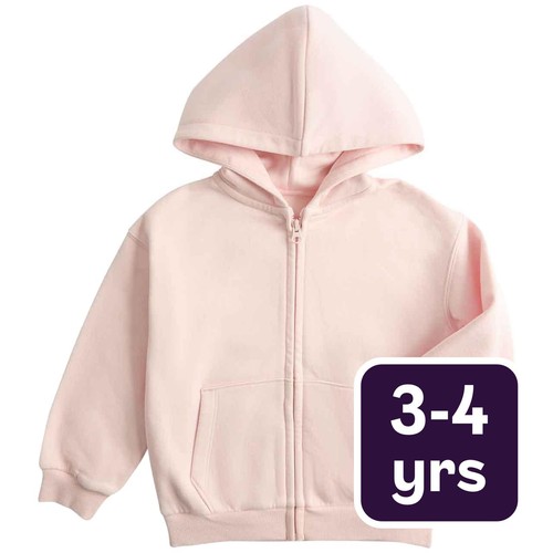 M&S Cotton Rich Zip Hoodie, 3-4 Years, Light Pink