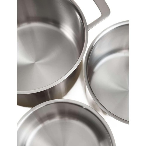 M&S X Tom Kerridge 3 Piece Stainless Steel Saucepan Set, Silver