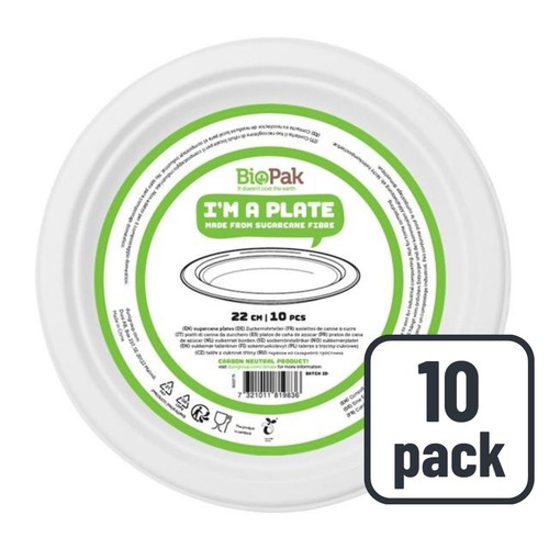 White 22cm Bagasse Party Plates