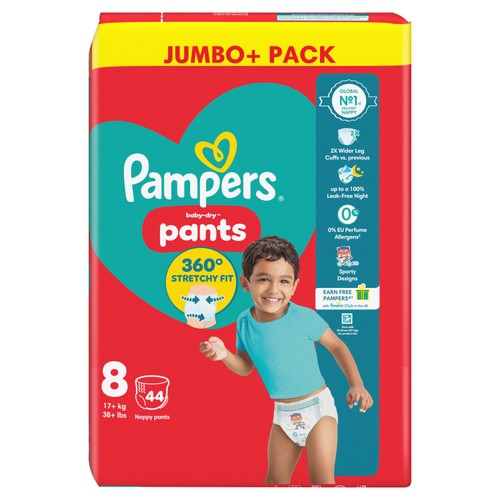 Pampers Baby-Dry Nappy Pants Size 8 (17kg+) Jumbo Pack