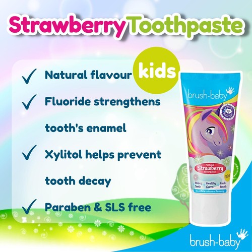 Brush-Baby Kids Natural Strawberry flavoured Unicorn Toothpaste