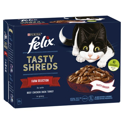 Felix Tasty Shreds Farm Selection in Gravy Wet Cat Food