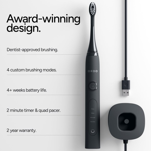 Ordo Sonic+ Toothbrush & Charging Travel Case - Charcoal Grey