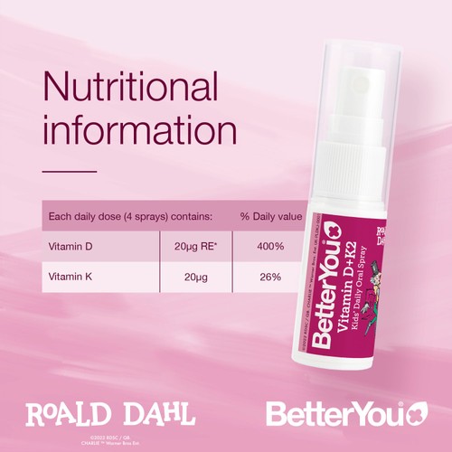 BetterYou Vitamin D+K2 Kids Daily Oral Spray