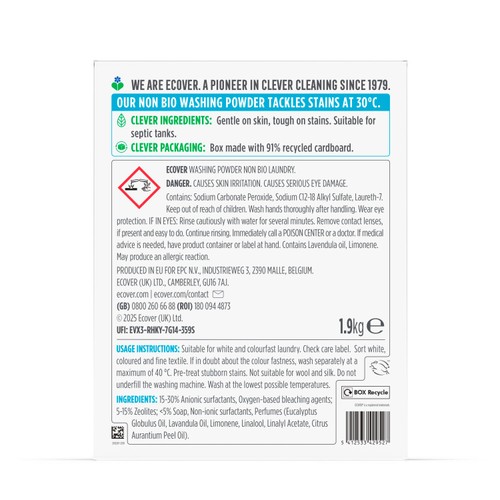 Ecover Concentrated Non Bio Laundry Powder 38 Washes